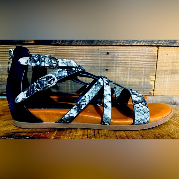 Nine West Snakeskin Gladiator Sandals - Picture 2 of 4